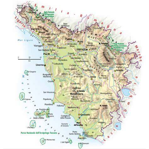 Mappa della Toscana con i possedimenti storici dei Della Gherardesca