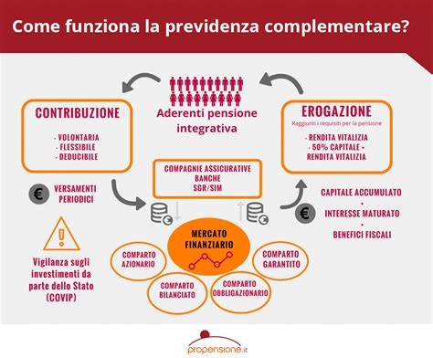 Schema che illustra come funziona la previdenza complementare
