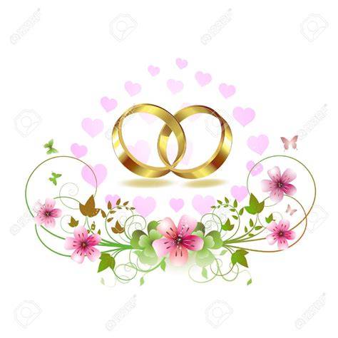 Esempi di elementi grafici a tema matrimonio: fiori, fedi, cuori