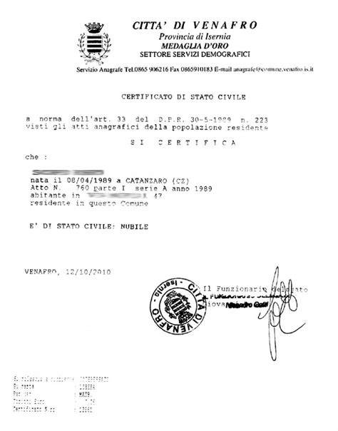 Certificato di stato civile