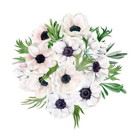 Bouquet di anemoni bianchi e rose