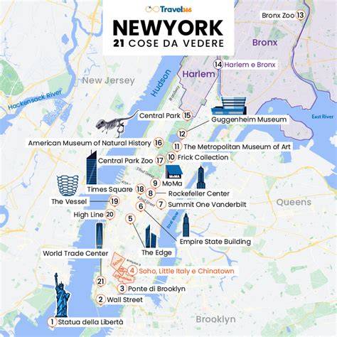 Mappa di New York con location iconiche