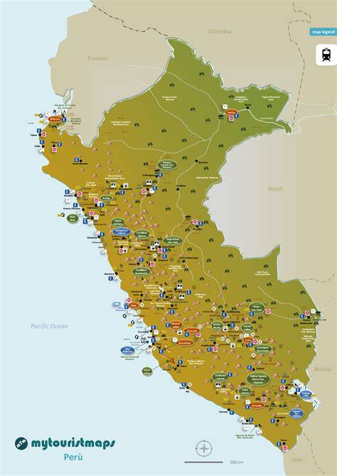 Mappa del Perù con evidenziate le principali destinazioni turistiche