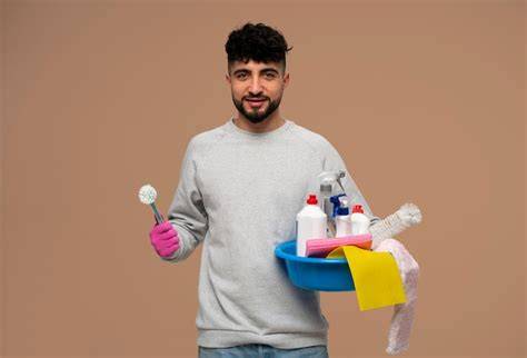 Uomo che fa lavori domestici