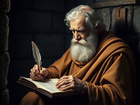 Illustrazione biblica di San Paolo che scrive una lettera