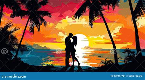 Immagine di una spiaggia tropicale con una coppia che si sposa