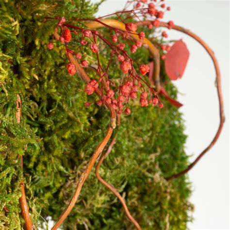 Nido decorato con muschio e fiori come portafedi