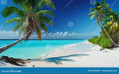 Spiaggia caraibica con palme e mare turchese