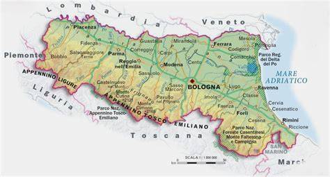 Mappa dell'Emilia-Romagna con focus sulle tradizioni culinarie