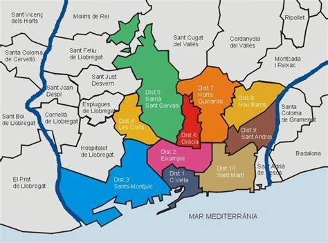 Mappa di Barcellona con evidenziate le zone della movida