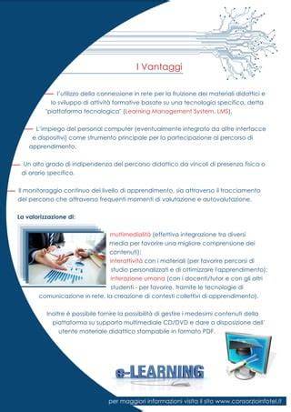 Schermata di una piattaforma di e-learning con video lezioni e materiali didattici.