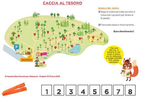 Mappa con percorso di una caccia al tesoro