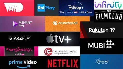 Schermata con titoli di serie TV su piattaforme di streaming