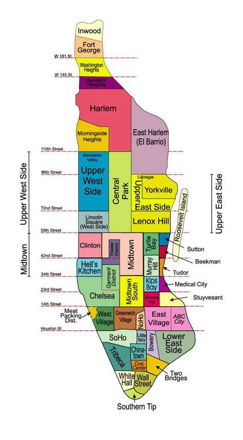 Mappa di New York con indicazione dei quartieri principali