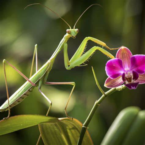 Mantide religiosa in posizione di caccia