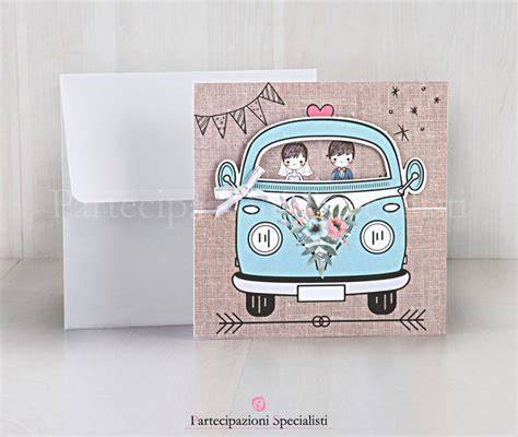 Partecipazione di matrimonio tema viaggio con furgoncino Volkswagen