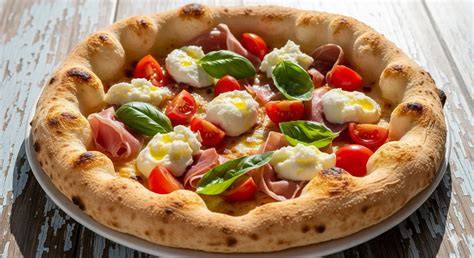 Immagine di una pizza gourmet decorata