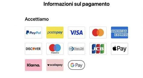 Icone dei metodi di pagamento accettati