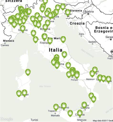 Mappa dei punti vendita di cannabis light in Italia