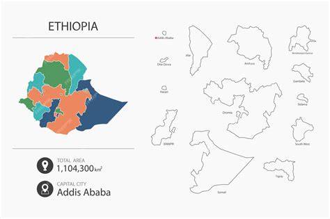 Mappa dell'Etiopia con enfasi sulle aree di missione
