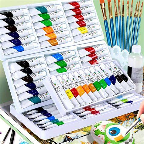 Set di colori vivaci e strumenti per pittura