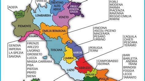 Mappa dell'Italia con le regioni più ambite per i matrimoni