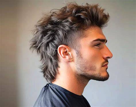uomo con taglio mullet moderno