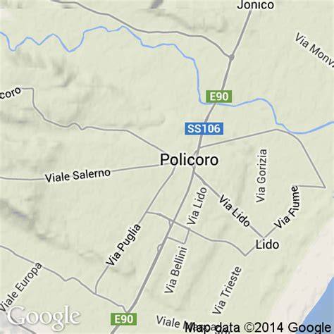 Mappa di Policoro con evidenziate le zone turistiche