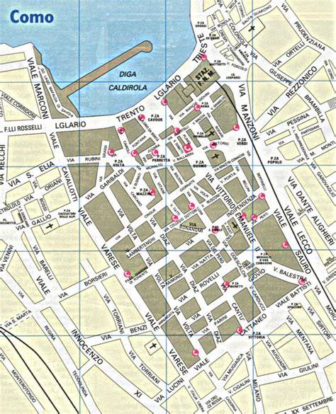 Mappa di Como con indicazione di Palazzo Venezia