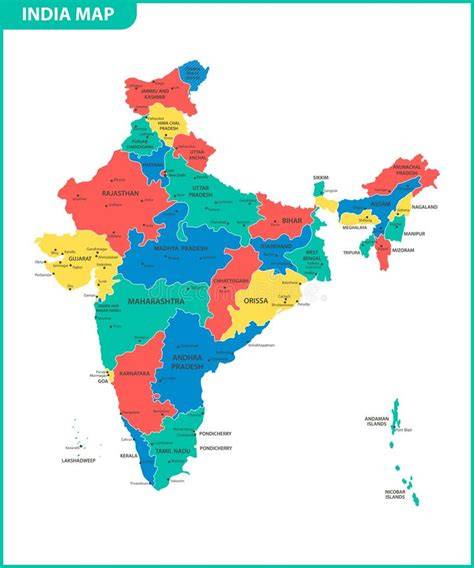 Mappa dell'India con diverse regioni