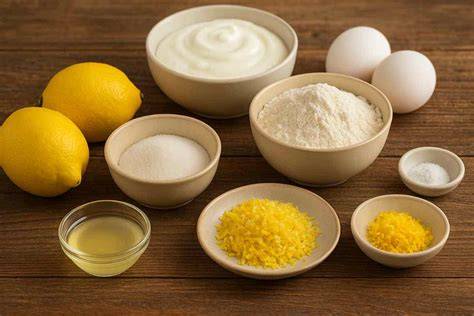 Ingredienti per la torta nuziale: limoni, fiori di sambuco, burro