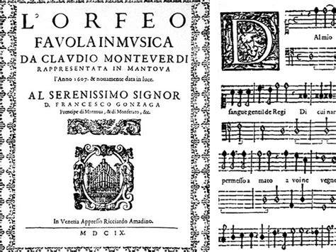 Partitura musicale antica de L'Orfeo di Monteverdi