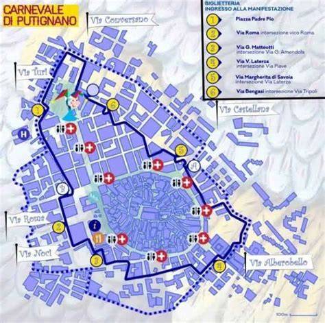 Mappa di Putignano e dintorni