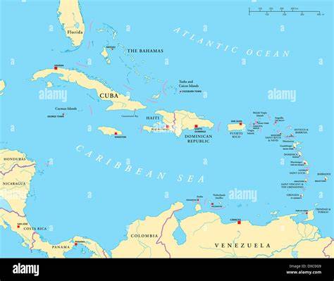 Mappa dei Caraibi con Barbados evidenziata
