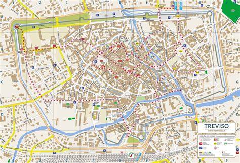 Mappa di Treviso con evidenziata la zona dei corsi di cucina