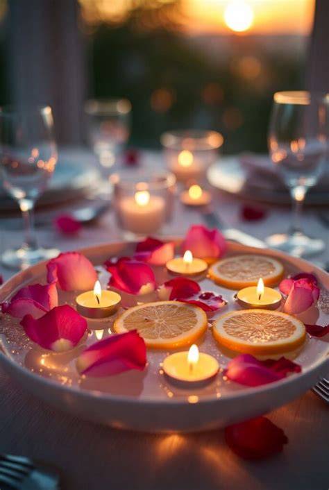 Candele e petali di rosa per un'atmosfera romantica