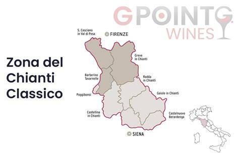 Mappa della regione del Chianti con Siena e i borghi circostanti