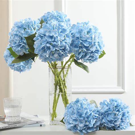 Composizione di ortensie blu e verdi