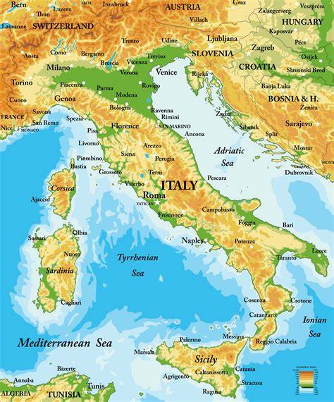 Mappa dell'Italia con diverse destinazioni per weekend
