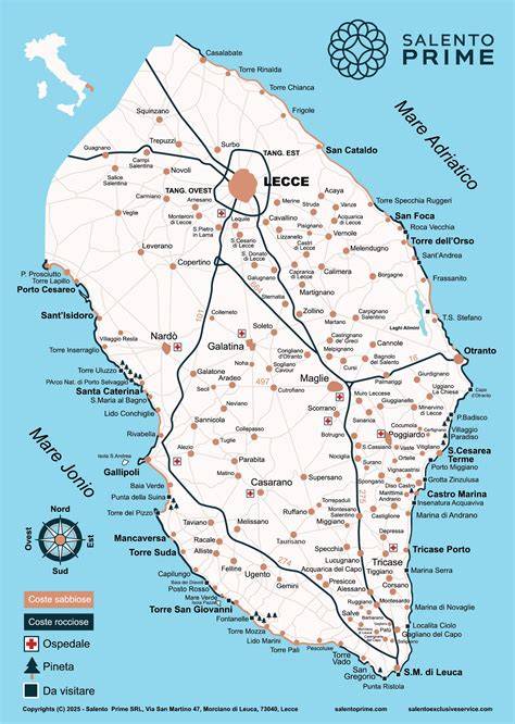 Mappa del Salento con itinerari in barca