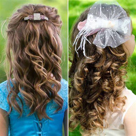 Bambina con un elegante raccolto e fermaglio per capelli