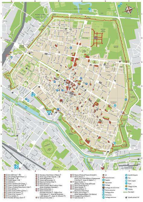 Mappa di Ferrara con evidenziati i principali atelier di abiti da sposa