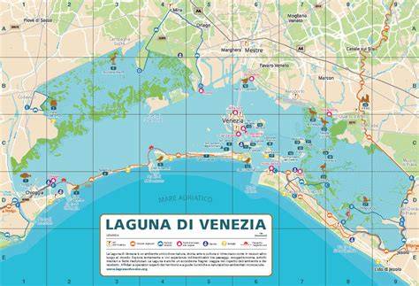 Mappa di Venezia con i principali canali e le isole della laguna