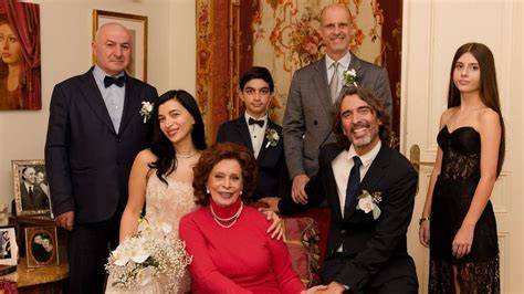 Sophia Loren e Carlo Ponti Jr. con la moglie Mariam Sharmanashvili