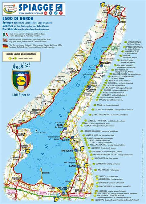 Mappa del Lago di Garda con i principali punti di interesse per i tour in barca