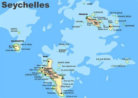 Mappa delle isole Seychelles