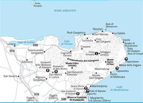 Mappa del Gargano con punti di interesse