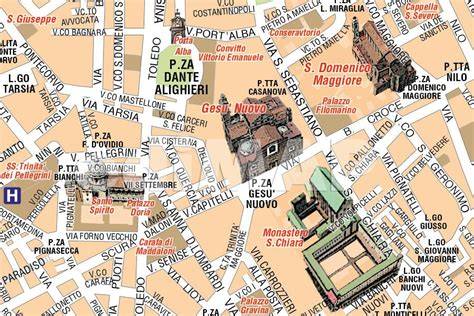 Mappa di Napoli con indicazione del Maschio Angioino