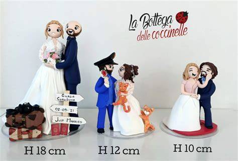 Cake topper sposi fatti a mano in legno