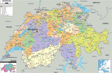 Mappa della Svizzera con punti di interesse